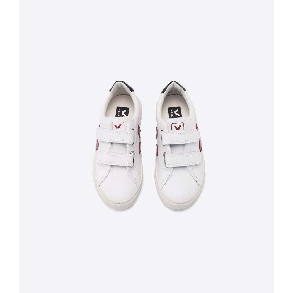 Veja ESPLAR LEATHER Sneakers Kinderen White/Black/Red | NL 819MQZ